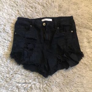 Black jean shorts